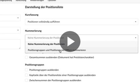 Automatische Nummerierung von Positionen in Finanzdokumenten