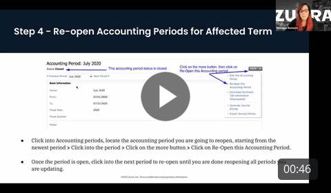 Year-End Close Step 4: Re-open Accounting Periods for the Affected Term