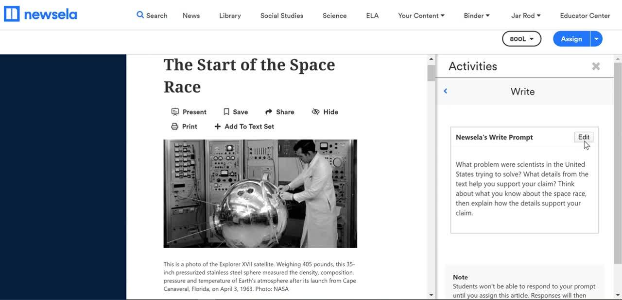 How Newsela Works: Writing Prompt